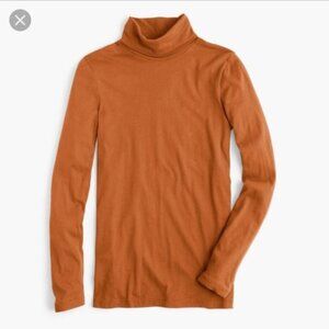 J Crew Tissue Crepe Turtleneck in Burnt Orange Pumpkin